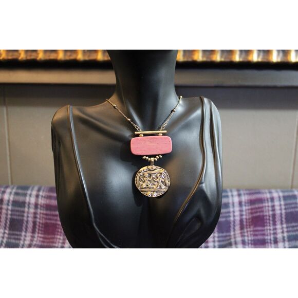 Jade and Jasper Stone Primitive Tribal Long Necklace - Picture 6 of 10